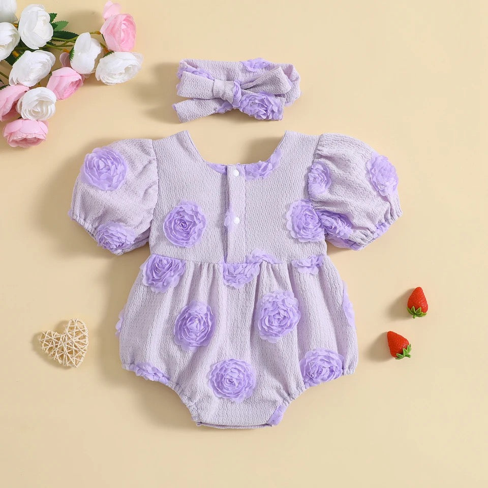 baby 0-24M Romper Princess Floral Puff Sleeve Jumpsuit