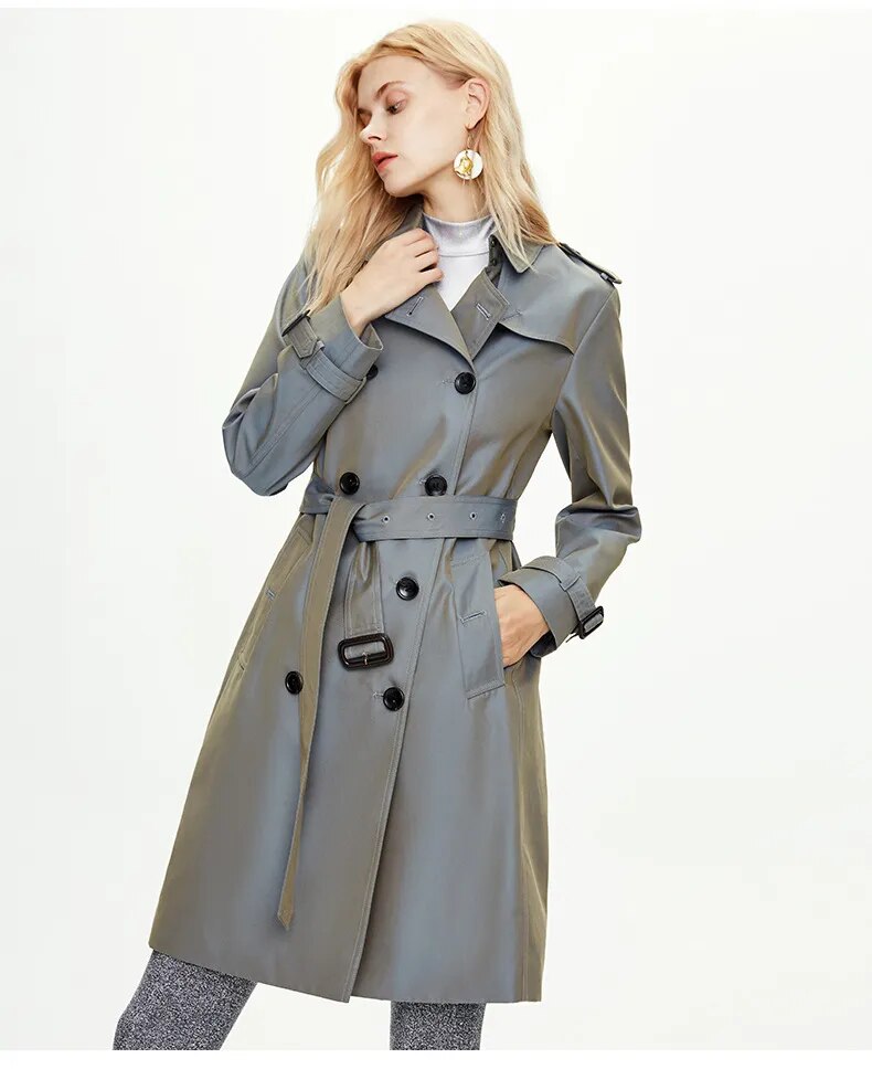England Style Jacket Waterproof Classic Double Breasted Trench Coat