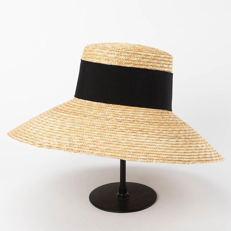Wide Brim Beach Hats With Neck Tie For Women Large UV Protection Sun Hats Summer Big Brim Wheat Straw Hats - Belleroz