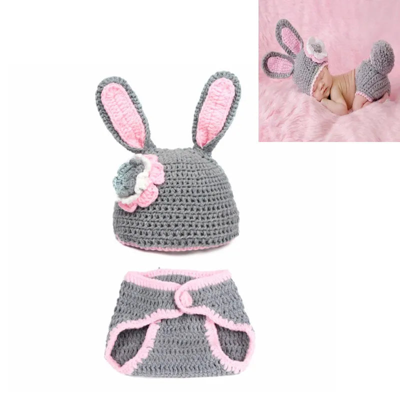 26 Styles Baby Photo Shoot Outfit Cute Animal Crochet, Handmade Knit Costume Accessories Newborn Photography Props