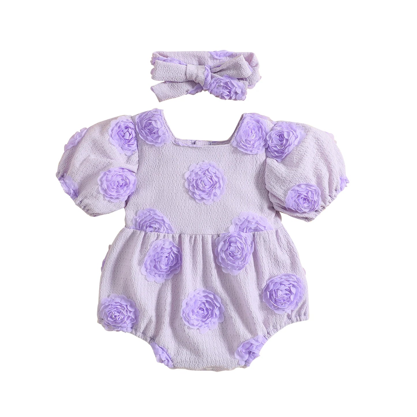 baby 0-24M Romper Princess Floral Puff Sleeve Jumpsuit