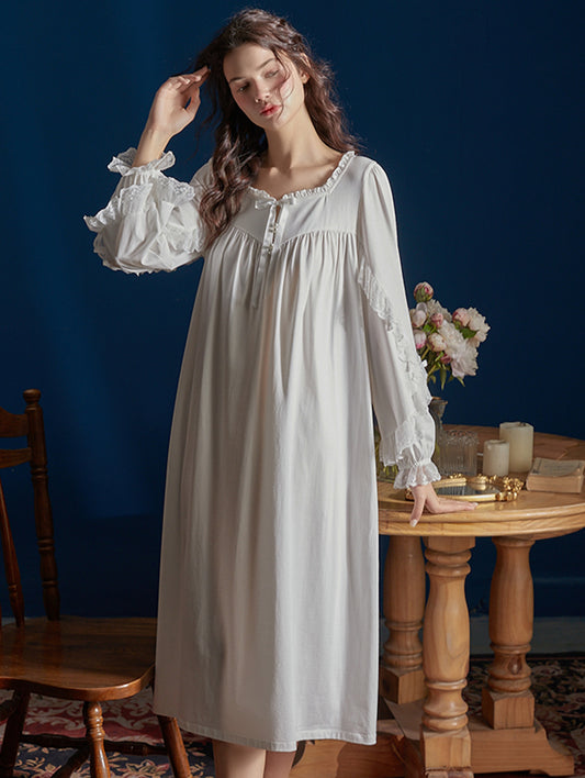 Vintage Long Nightgown, Royal Princess Delicate Lace Victorian Nightgown