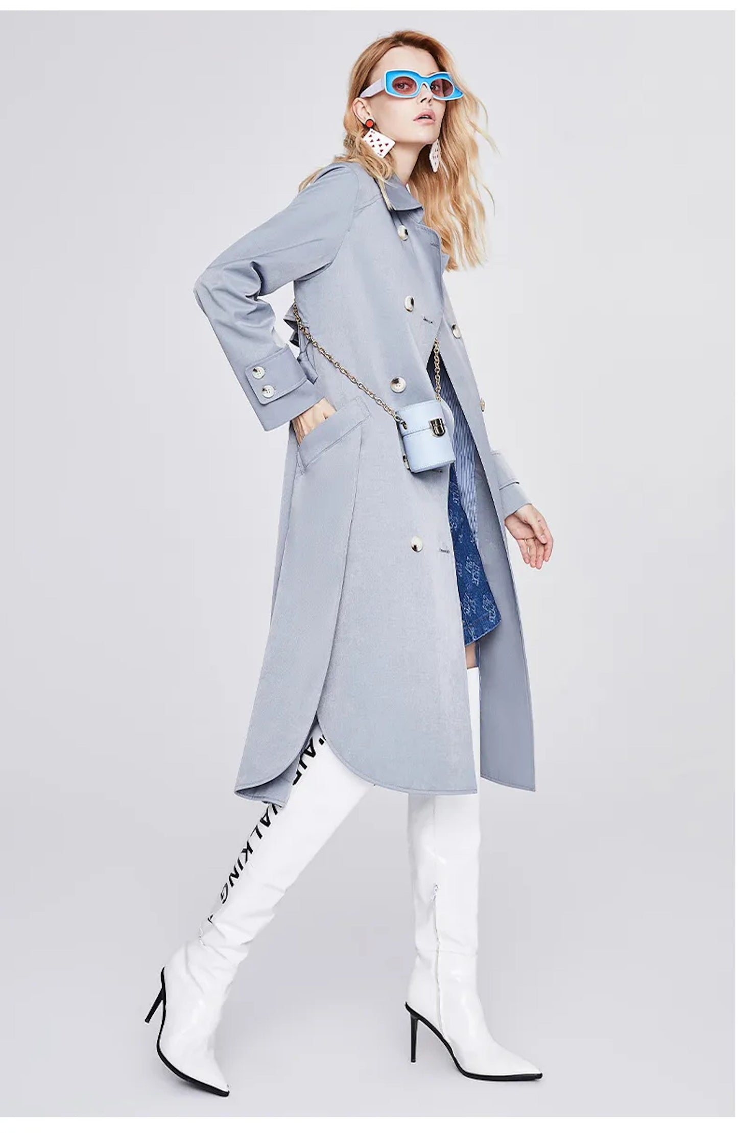 Trench Coat Mid-length Windbreaker British Style Over The Knee Double-breasted Slim Casual Coat Women