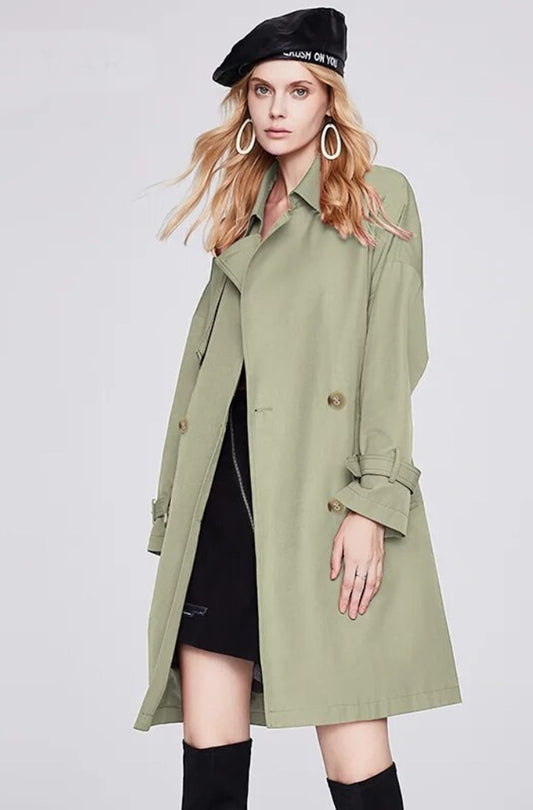 Windbreaker Double-breasted Long Casual Trench Jacket