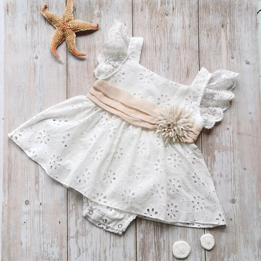 Baby 0-24M Rompers White Lace, Baby Flower Jumpsuit Ruffles Dress