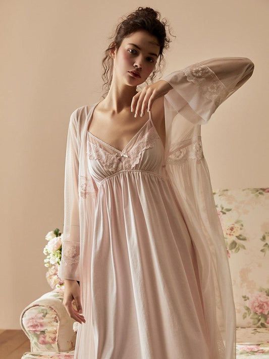 Vintage 2 Pieces Nightgown Sets For Women  Royal Nightdress, Victorian Nightgown - Belleroz