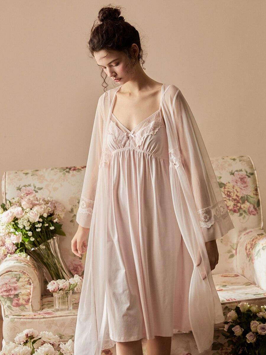Vintage 2 Pieces Nightgown Sets For Women  Royal Nightdress, Victorian Nightgown - Belleroz