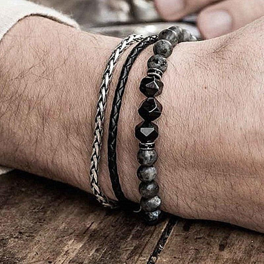 Handmade Luxury Classic Men's Bracelet, 8MM Labradorite Nature Charm Punk Rock Men's Bracelet, Chain Jewelry Friendship Gifts - Sandrine Swank