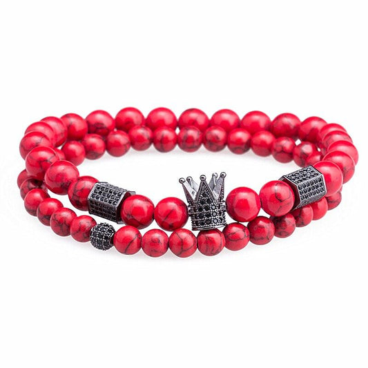 2pcs/Set Beads Male Bracelet, Micro CZ Bead Woven Men Bracelet, Braiding Cord Men Bracelet - Sandrine Swank