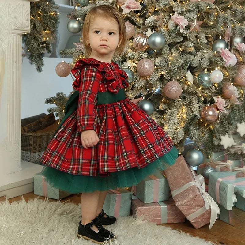 Baby 6M-6Y Christmas Dress, Christmas Dress For Girls Toddler Kid Child Red Plaid Bow Dresses For Girl Xmas Party Princess Costumes