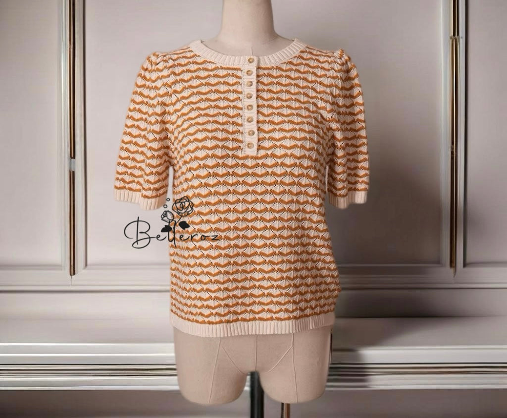 French Retro Short Sleeve Jumper Vintage Shirt