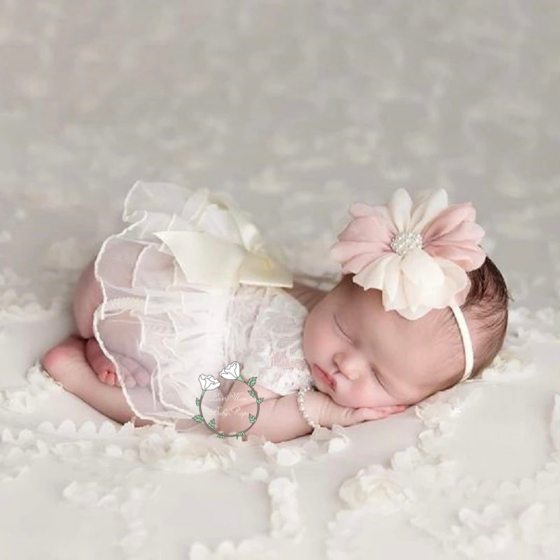 Baby Clothes Photography Props Set, Reborn Girl Costume Dress With Headband, Newborn Outfits With Headband