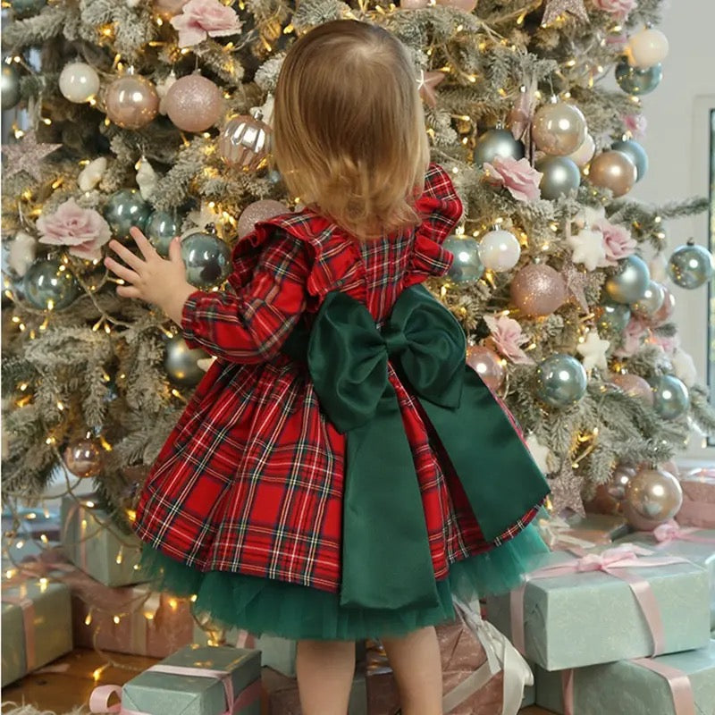 Baby 6M-6Y Christmas Dress, Christmas Dress For Girls Toddler Kid Child Red Plaid Bow Dresses For Girl Xmas Party Princess Costumes