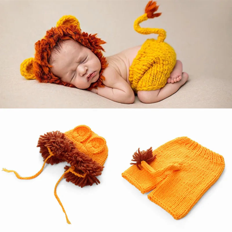 Newborn Photography Props Blanket With Hat, Crochet Animals Outfit, Baby Photo Accessories Girl Boy Knitted Outfit