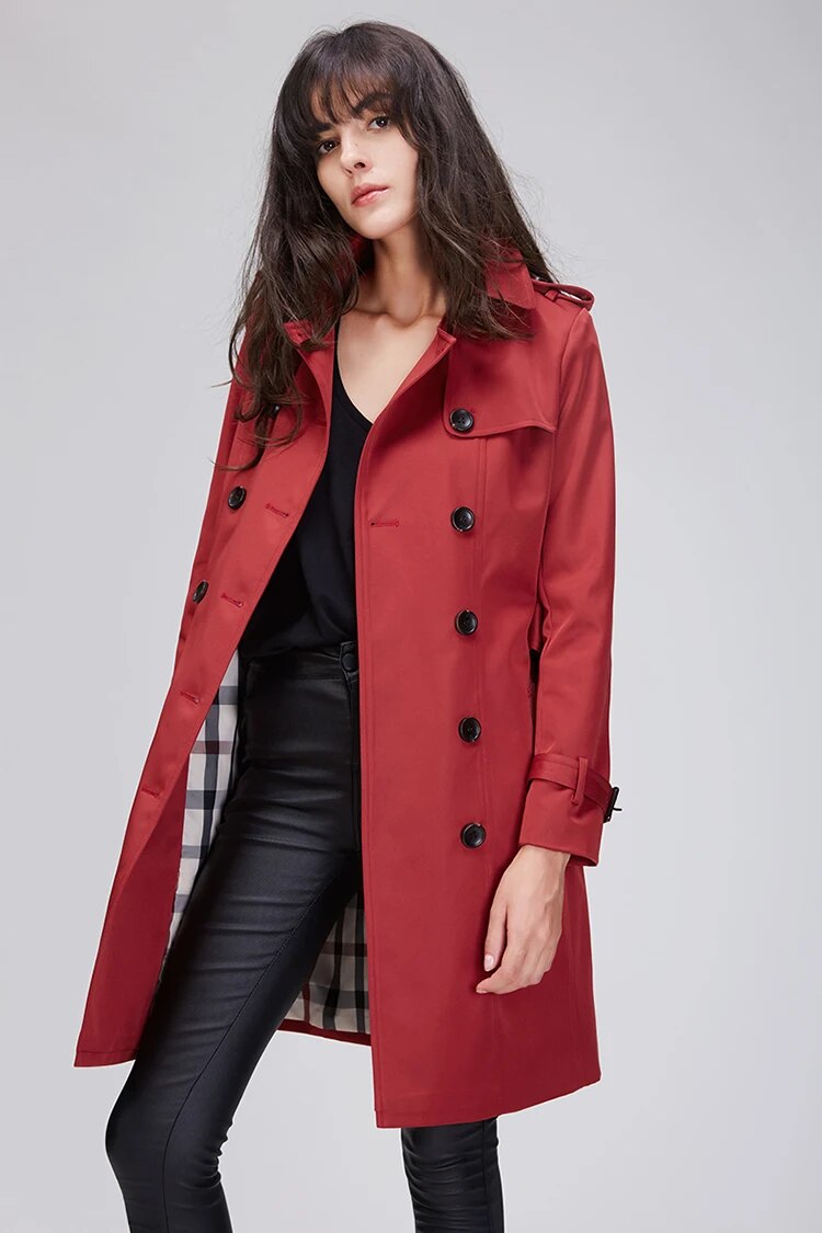Double Breasted Trench Coat, Waterproof Raincoat Outerwear