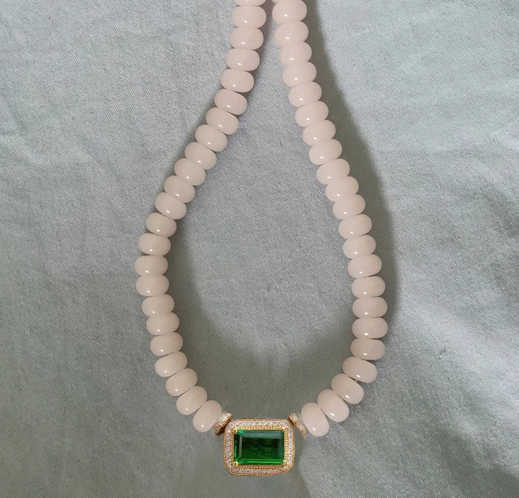 Beaded Pendant Choker, Chain Necklace