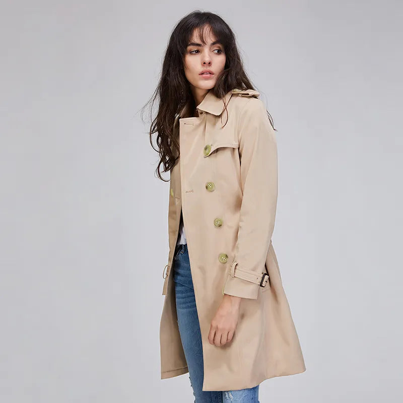 Double Breasted Trench Coat, Waterproof Raincoat Outerwear