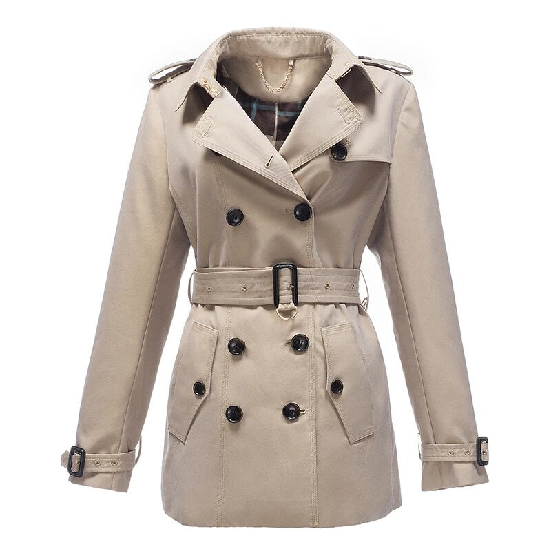 Temperament Short Double-breasted Trench Coat
