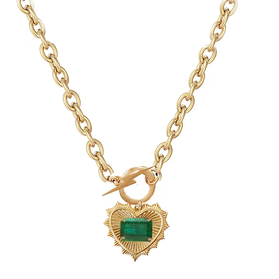 Gold Pave Cubic Zircon Pendant Choker, Gold-color Chain Necklace