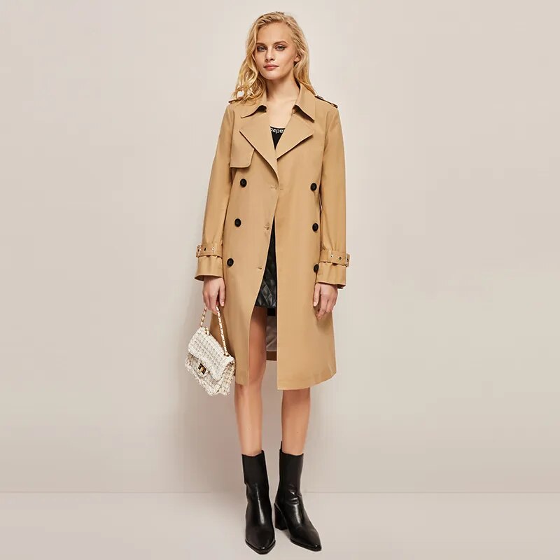 Mid-length British Style High-end Temperament Slim Fit Trench Coat