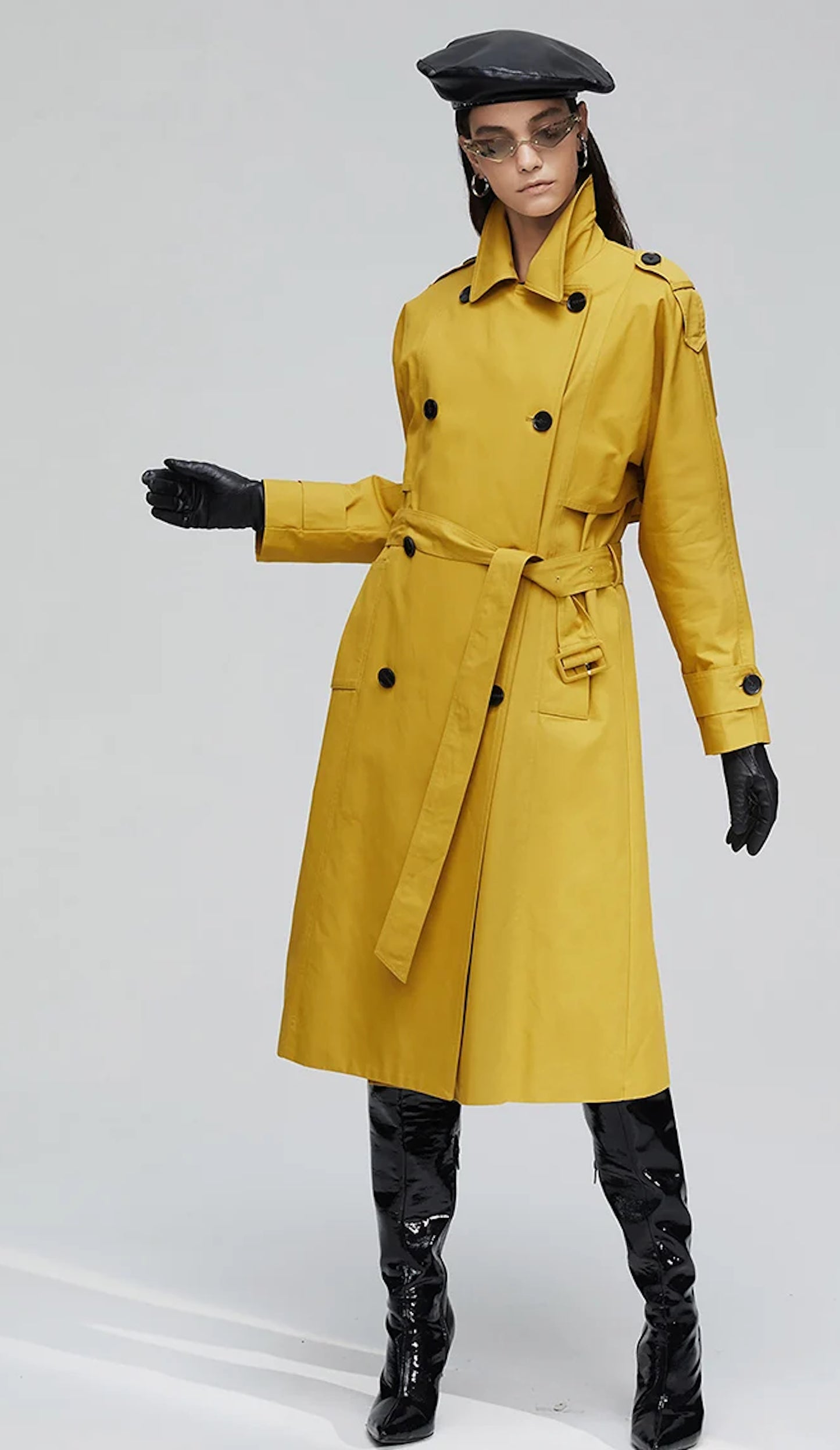Windbreaker Women Cotton Washed Long Double-breasted Trench Coat