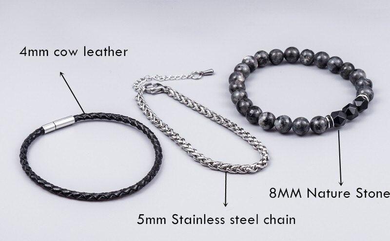 Handmade Luxury Classic Men's Bracelet, 8MM Labradorite Nature Charm Punk Rock Men's Bracelet, Chain Jewelry Friendship Gifts - Sandrine Swank