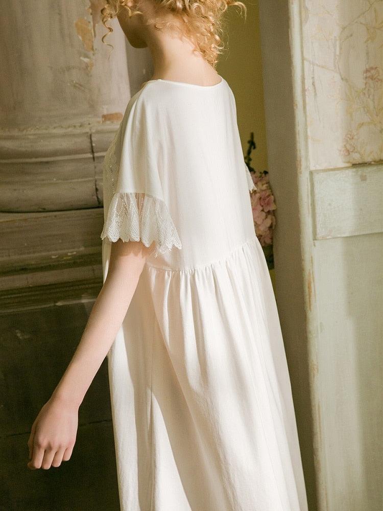 Victorian Nightgown, Vintage Lace Nightgown, Cottagecore Sleepwear - Belleroz