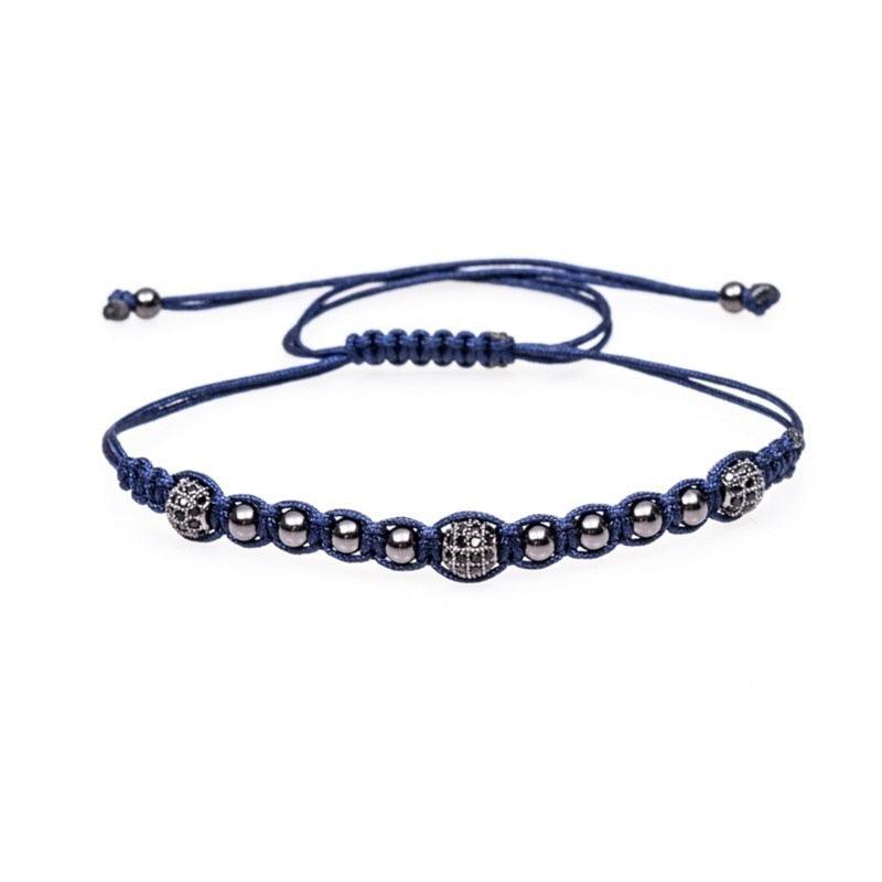 2pcs/Set Blue Natural Tiger Stone Beads Men Bracelet, Micro CZ Men's Bracelet, Braiding Macrame Cord Mens Bracelet - Sandrine Swank