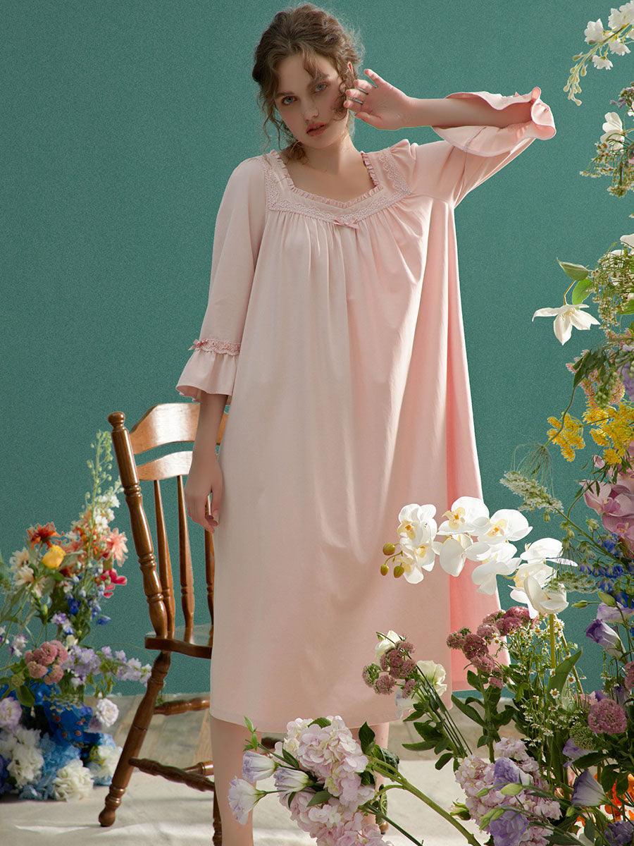 Vintage Soft Cotton Nightgown For Women, Victorian Vintage Nightgown - Belleroz