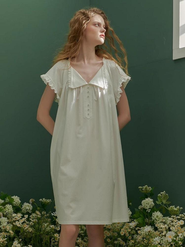 Vintage Nightgown, Soft Loose Sleepwear Elegant Princess Night Dress - Belleroz