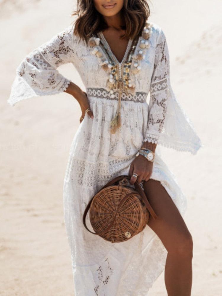 Bohemian Maxi Lace Dress - Belleroz