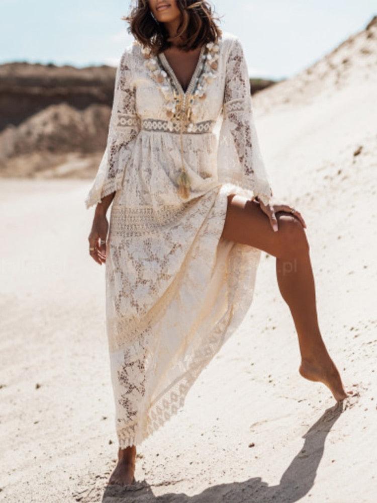 Bohemian Maxi Lace Dress - Belleroz