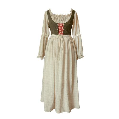 Elise Vintage Pastoral Style 100%Cotton Dress, Elegant Slim Bandage Vest Two Piece Set Maxi Dress - Sandrine Swank
