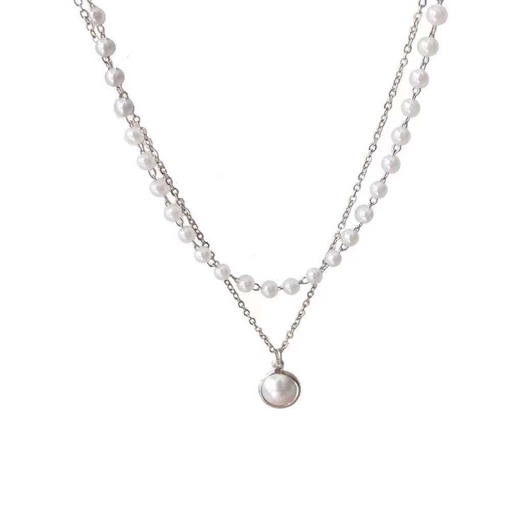 Luxury Pendant Vintage Pearl Necklace, Elegant Charm French Romantic Style Necklace - Belleroz