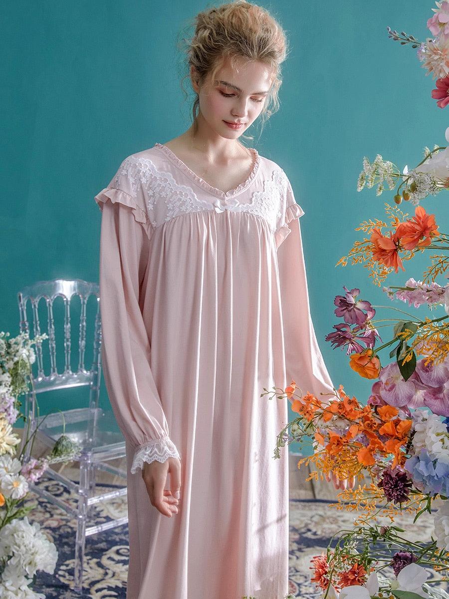 Long sleeve lace online nightgown