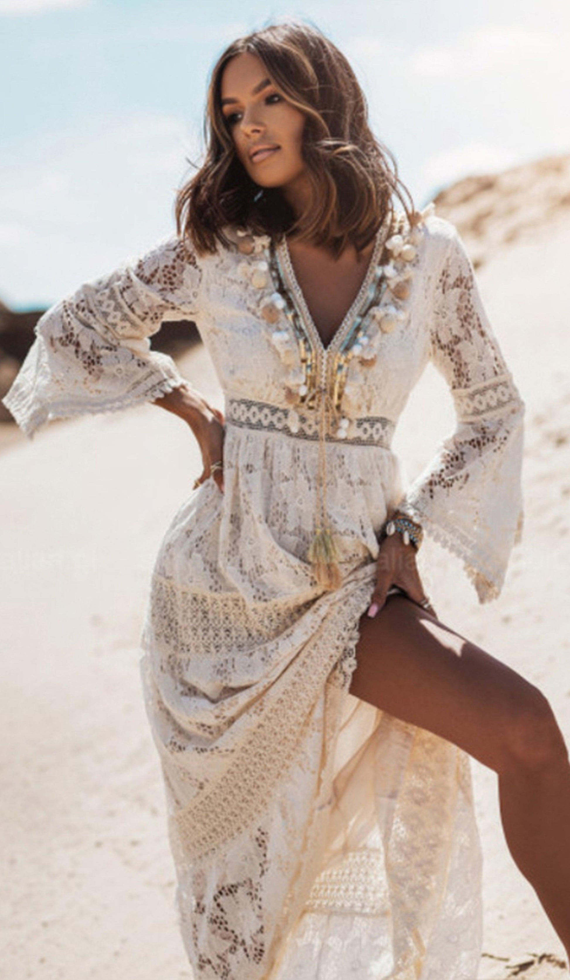 Bohemian Maxi Lace Dress - Belleroz