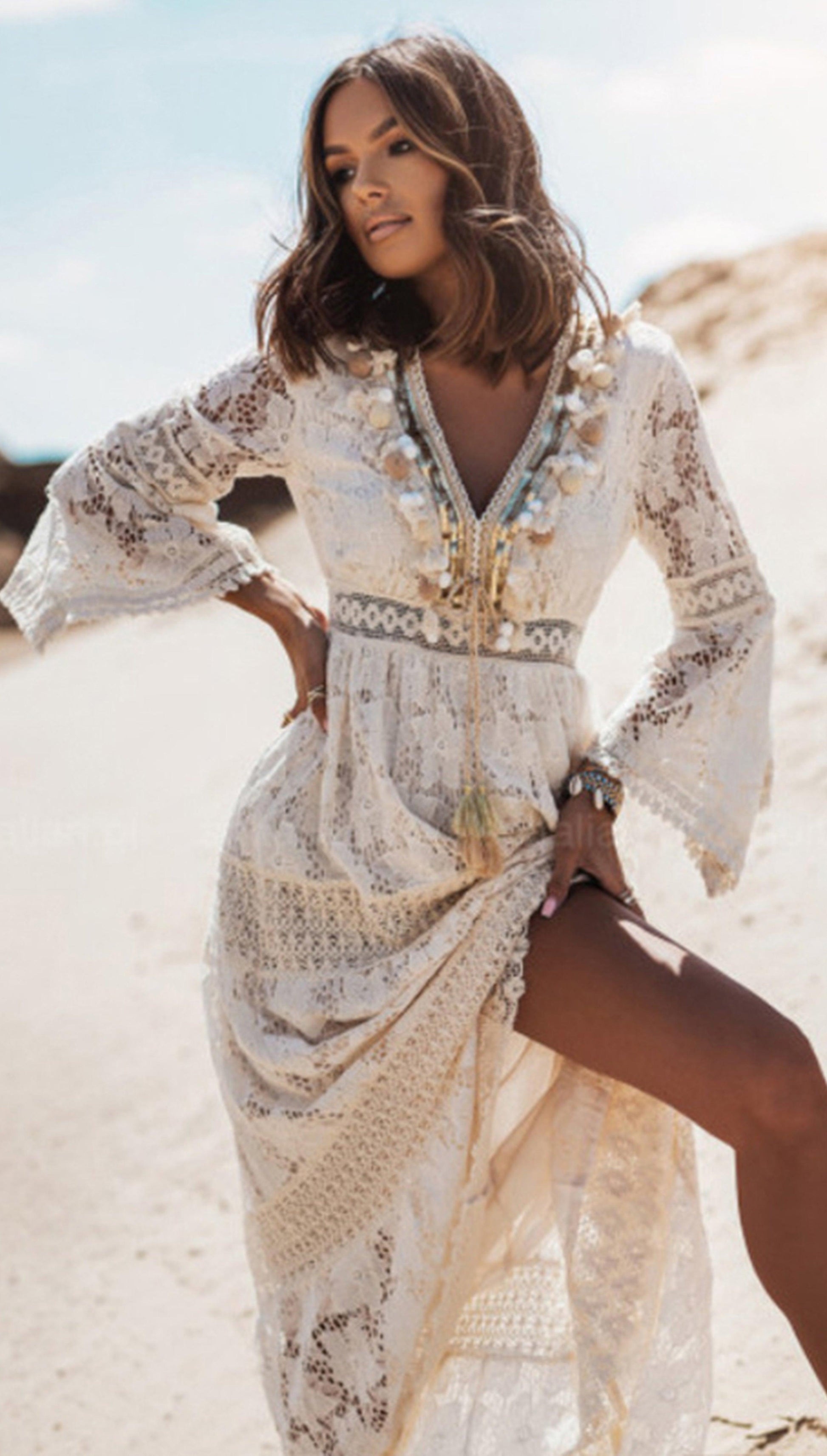 Bohemian Maxi Lace Dress - Belleroz