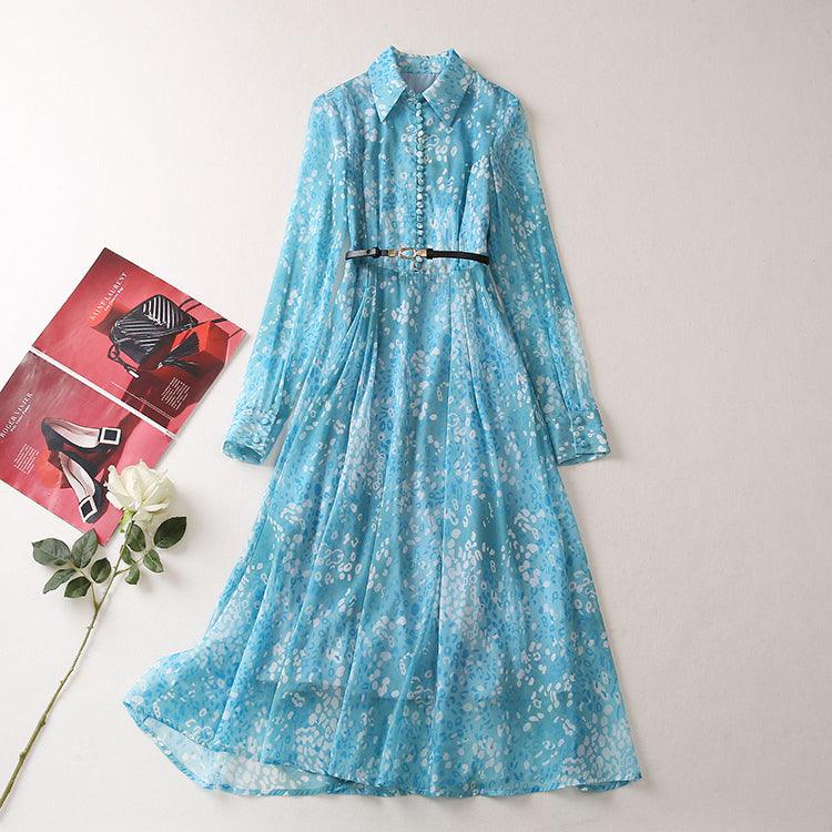 Cloe Boho Dress for Women, Long Sleeve Maxi Blue Dress - Belleroz
